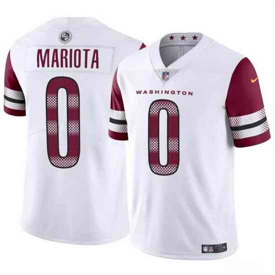 Men Washington Commanders 0 Marcus Mariota White Vapor Limited Stitched Football Jersey