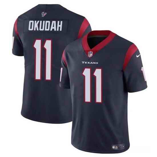 Men Houston Texans 11 Jeff Okudah Navy Vapor Untouchable Stitched Football Jersey