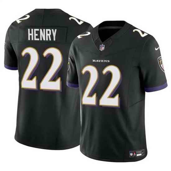 Men Baltimore Ravens 22 Derrick Henry 2023 F U S E  Black Vapor Limited Football Stitched Jersey