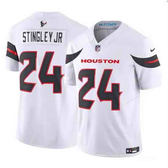 Men Houston Texans 24 Derek Stingley Jr  White 2024 Vapor F U S E  Limited Stitched Jersey
