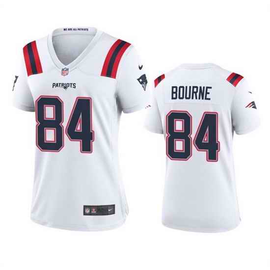 Women New England Patriots 84 Kendrick Bourne White Stitched Jersey  Run Small