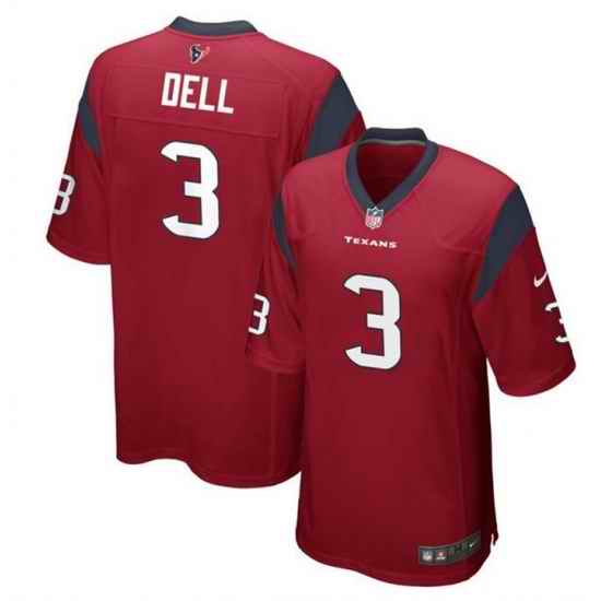Men Houston Texans 3 Tank Dell Red Stitched Game Football Jersey