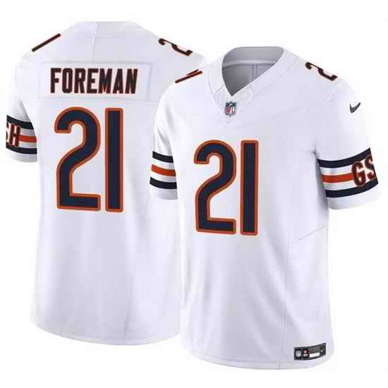 Men Chicago Bears 21 D'Onta Foreman White 2023 F U S E  Vapor Stitched Football Jersey