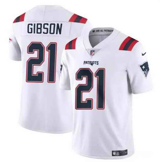 Men New England Patriots 21 Antonio Gibson White Vapor Limited Stitched Football Jersey