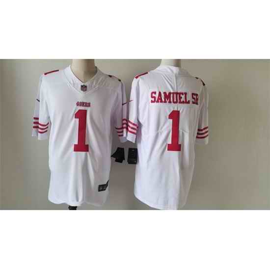 Men San Francisco 49ers 1 Deebo Samuel White Vapor Untouchable Limited Stitched Football Jersey