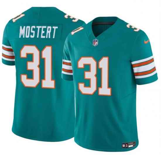 Men Miami Dolphins 31 Raheem Mostert Aqua 2023 F U S E Alternate Vapor Limited Stitched Football Jersey