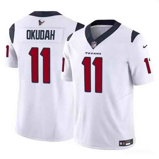 Men Houston Texans 11 Jeff Okudah White 2024 F U S E Vapor Untouchable Stitched Football Jersey
