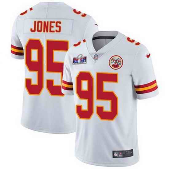 Nike Chiefs 95 Chris Jones White Youth Bound Stitched NFL Vapor Untouchable Limited 2024 Super Bowl LVIII Jersey