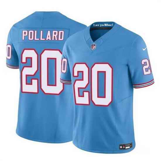 Men Tennessee Titans 20 Tony Pollard Blue 2023 F U S E  Throwback Limited Stitched Football Jersey