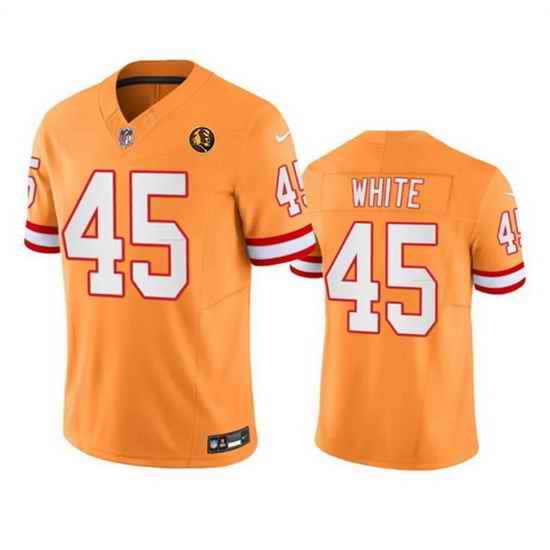 Men Tampa Bay Buccaneers 45 Devin White Orange 2023 F U S E  Throwback With John Madden Patch Vapor Limited Stitched Football Jersey