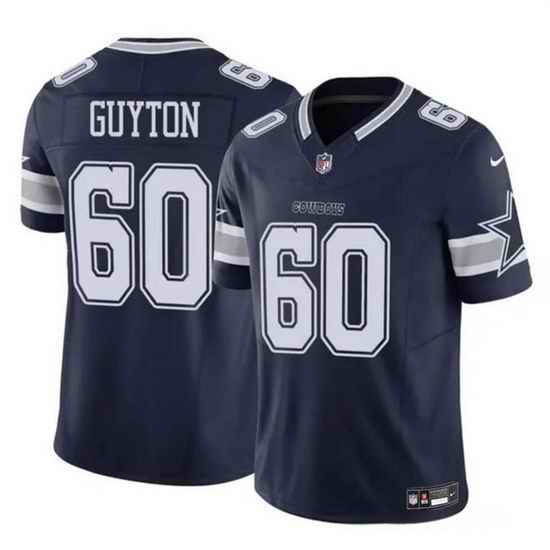 Men Dallas Cowboys 60 Tyler Guyton Navy 2024 Draft F U S E Vapor Untouchable Limited Stitched Football Jersey