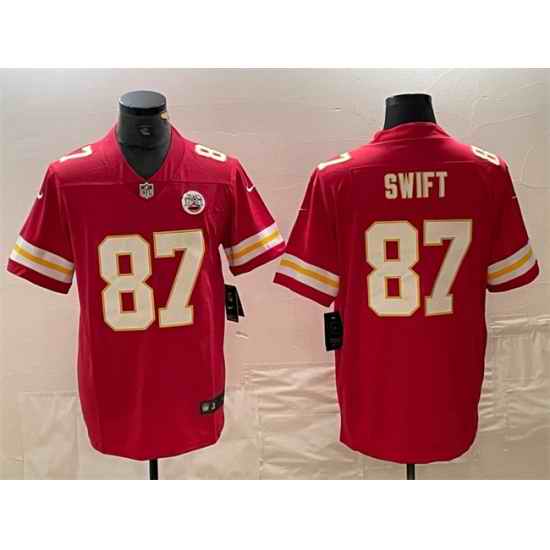 Men Kansas City Chiefs 87 Taylor Swift Red Vapor Untouchable Limited Stitched Football Jersey