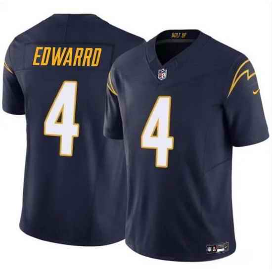 Men Los Angeles Chargers 4 Gus Edwards Navy 2024 F U S E  Vapor Limited Stitched Football Jersey