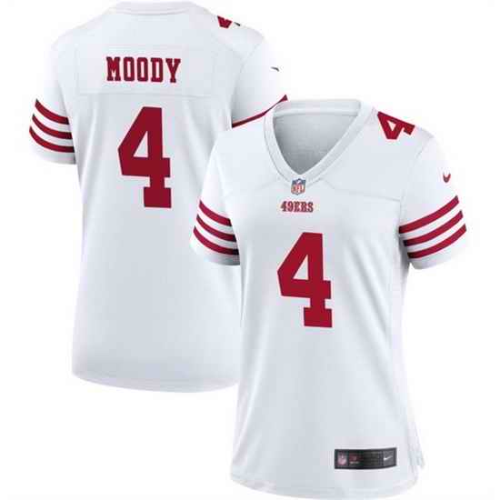 Women San Francisco 49ers 4 Jake Moody White Stitched Jersey  Run Small
