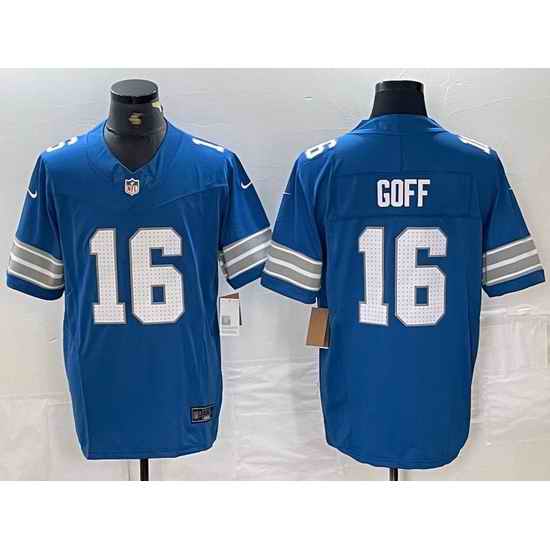 Men Detroit Lions 16 Jared Goff Blue 2024 F U S E  Vapor Limited Stitched Jersey