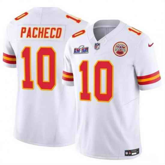 Youth Kansas City Chiefs 10 Isiah Pacheco White 2023 F U S E  Vapor Untouchable Limited Stitched 2024 Super Bowl LVIII Jersey