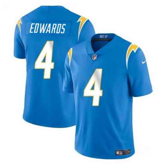Men Los Angeles Chargers 4 Gus Edwards Light Blue Vapor Limited Stitched Football Jersey