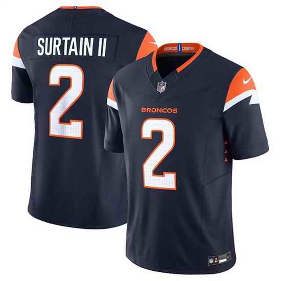 Men Denver Broncos 2 Pat Surtain II Navy 2024 F U S E  Alternate Vapor Limited Stitched Football Jersey
