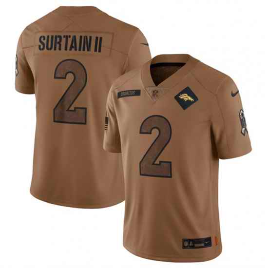 Men Denver Broncos 2 Patrick Surtain II 2023 Brown Salute To Service Limited Stitched Football Jersey