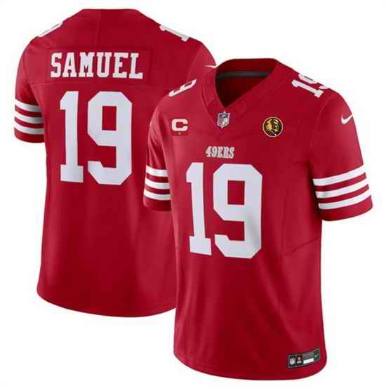 Men San Francisco 49ers 19 Deebo Samuel Red 2023 F U S E  With 1 Star C Patch And John Madden Patch Vapor Limited Stitched Football Jersey