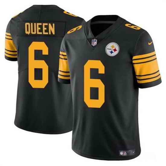 Youth Pittsburgh Steelers 6 Patrick Queen Black Color Rush Limited Stitched Football Jersey