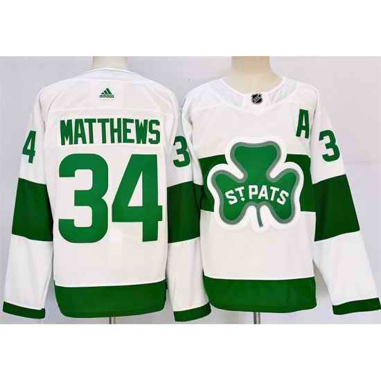 Men Toronto Maple Leafs 34 Auston Matthews White St Patricks Authentic Jersey
