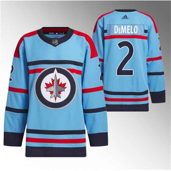 Men Winnipeg Jets 2 Dylan DeMelo Light Blue Anniversary Primegreen Stitched Jersey