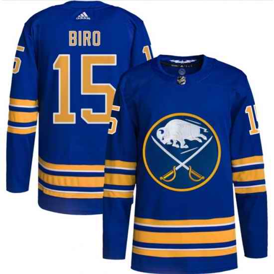 Men Buffalo Sabres 15 Brandon Biro Blue Stitched Jersey