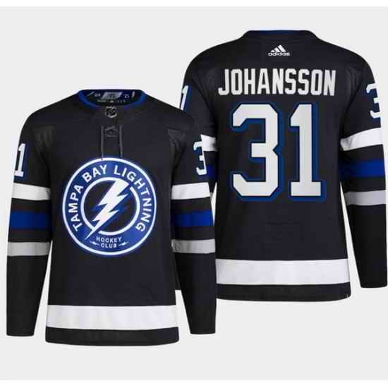 Men Tampa Bay Lightning 31 Jonas Johansson Black Alternate Premier Breakaway Stitched Jersey