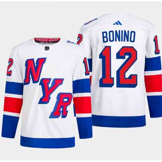 Men's New York Rangers #12 Nick Bonino White 2024 Stadium Series Stitched Jersey