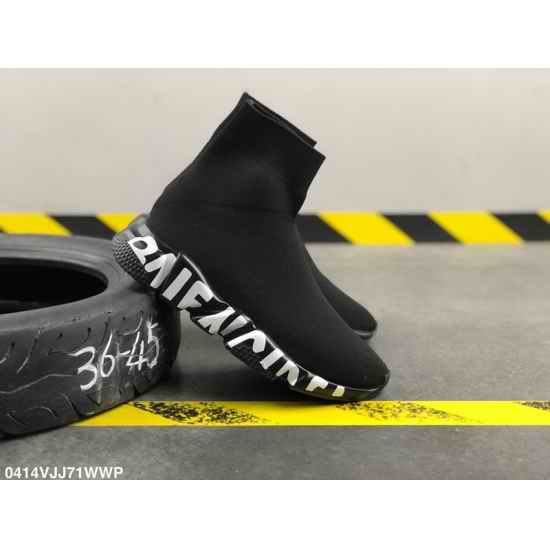 Balencia socks elastic woven surface Men Women Shoes Black White Letters