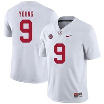 Men Alabama Crimson Tide #9 Young white jersey
