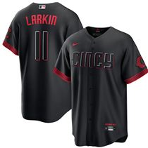 Men's Cincinnati Reds #11 Barry Larkin Nike Black 2023 City Connect Replica Player Jersey