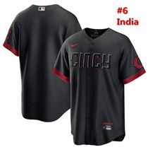 Men's Cincinnati Reds #6 India Nike Black 2023 City Connect Replica Player Jersey
