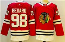 Men's Chicago Blackhawks #98 Bedard Red Stitched Jersey