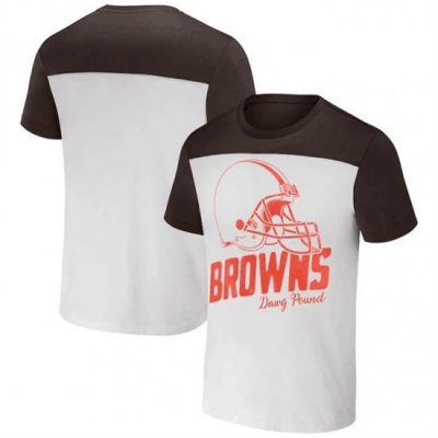 Men Cleveland Browns Cream Brown X Darius Rucker Collection Colorblocked T Shirt