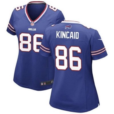 Women Buffalo Bills 86 Dalton Kincaid Blue 2023 Draft Stitched Game Jersey