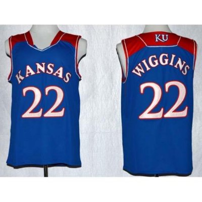 Mens Ncaa Nba Kansas Jayhawks #22 Wiggins Blue Jersey