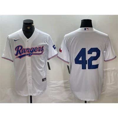 Men Texas Rangers 42 Jackie Robinson White Cool Base Stitched Baseball Jersey