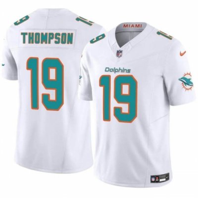 Youth Miami Dolphins 19 Skylar Thompson White 2023 F U S E Vapor Limited Stitched Football Jersey