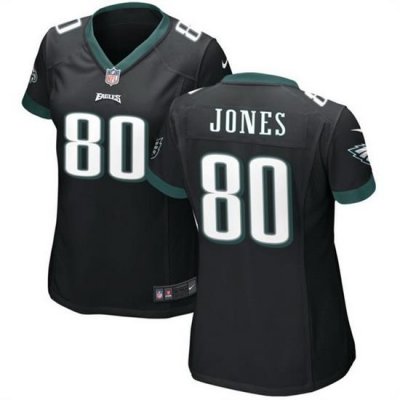 Women Philadelphia Eagles 80 Julio Jones Black Stitched Football Jersey  Run Small