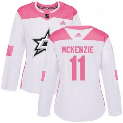 Womens Adidas Dallas Stars 11 Curtis McKenzie Authentic WhitePink Fashion NHL Jersey