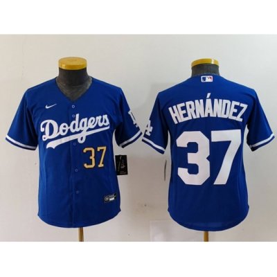 Youth Los Angeles Dodgers 37 Teoscar Hernandez Blue Stitched Baseball Jersey 3