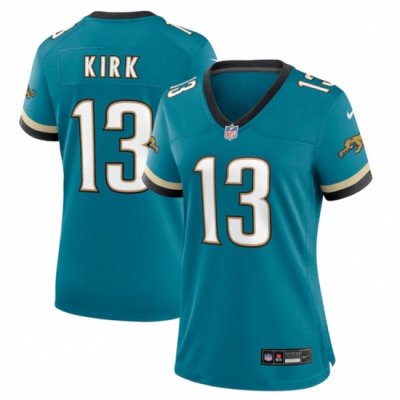 Women Jacksonville Jaguars 13 Christian Kirk Teal 2024 Prowler Throwback Vapor Limited Stitched Football Jersey