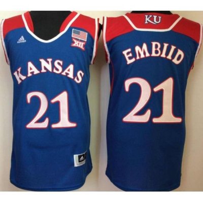 Mens Ncaa Nba Kansas Jayhawks #21 Embiid Blue Jersey