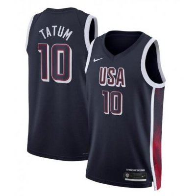 Men USA Basketball 10 Jayson Tatum Navy 2024 Swingman Stitched Jersey 1