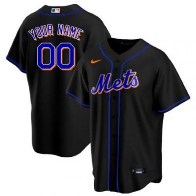 Men Women Youth Toddler New York Mets Black Custom Nike MLB Cool Base Jersey