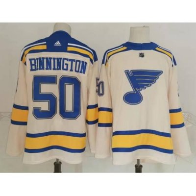 Men St Louis Blues 50 Jordan Binnington Cream 2022 Winter Classic Authentic Jersey