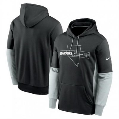 Men Las Vegas Raiders Black Color Block Fleece Performance Pullover Hoodie