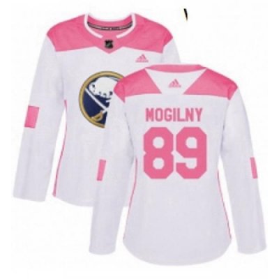 Womens Adidas Buffalo Sabres 89 Alexander Mogilny Authentic WhitePink Fashion NHL Jersey